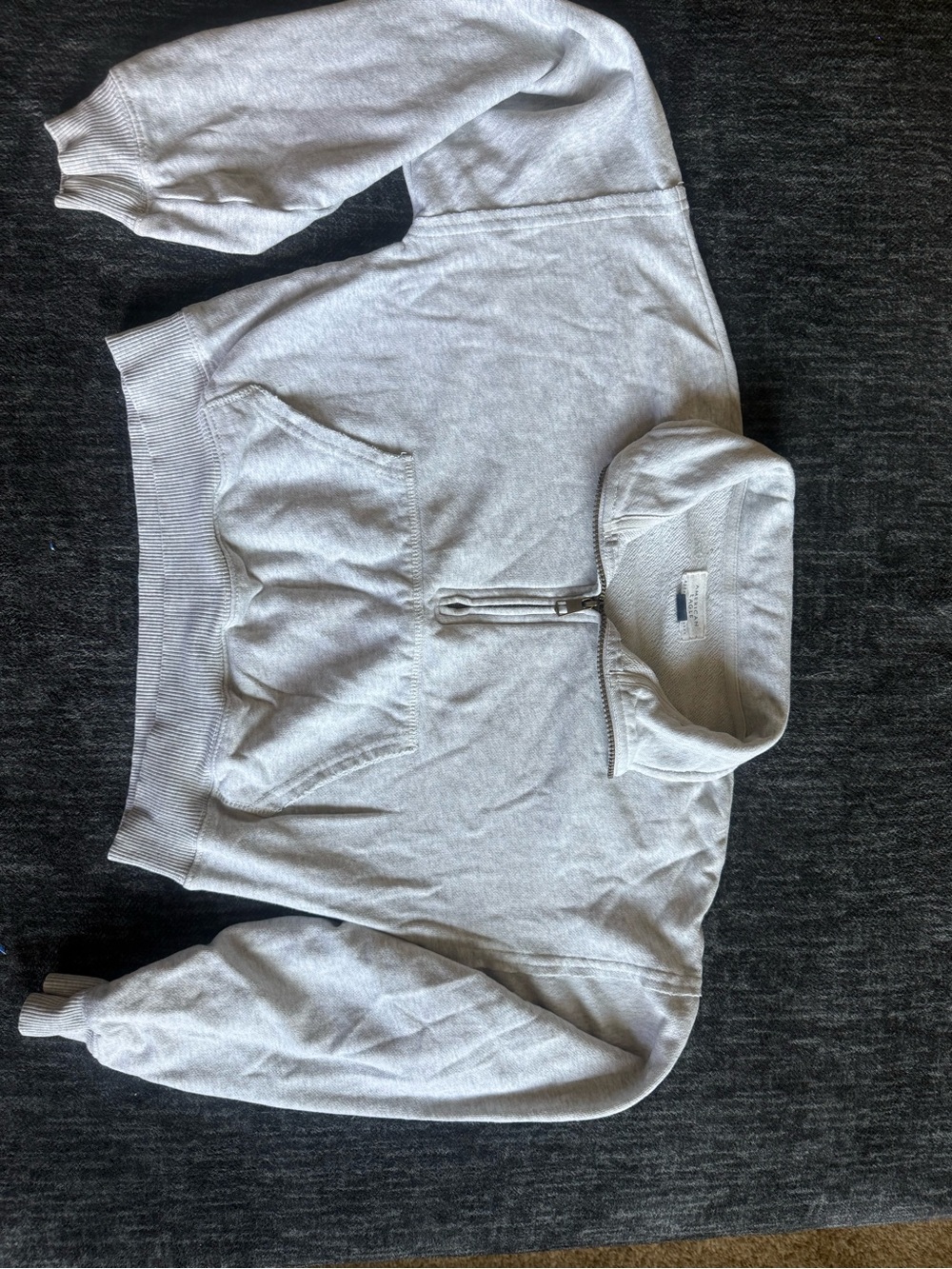 Womens Light Gray Half-Zip Sweater